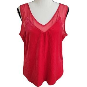 INC New Womens Red velvet Tank Red Top Sleeveless Blouse Petite Size PL